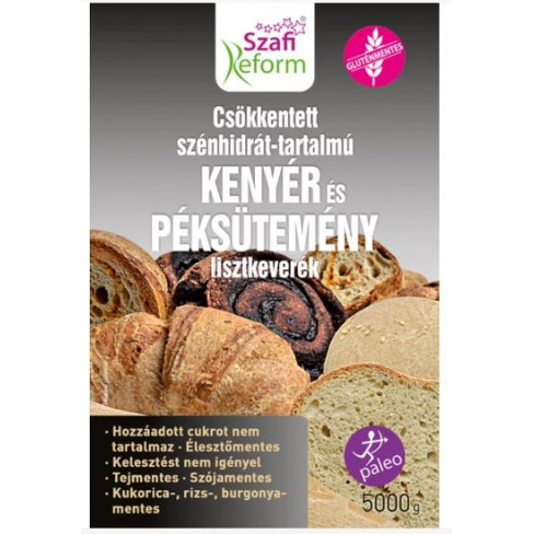 Szafi reform termékcsalád csökkentett szénhidrát-tartalmú paleo kenyér és péksütemény lisztkeverék (gluténmentes, tejmentes, élesztőmentes) 5000g
