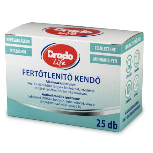 Bradolife felületfertőtlenítő kendő 25db