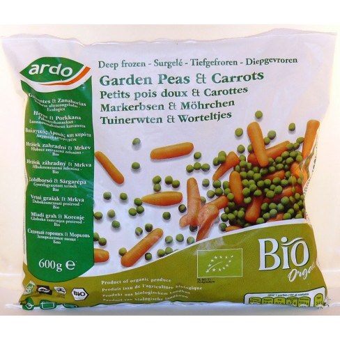 Ardo bio gyorsfagyasztott zöldborsó és sárgarépa 600g
