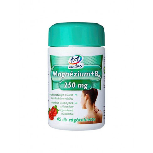 1x1 vitaday magnézium+b6 250mg rágótabletta epres 45db