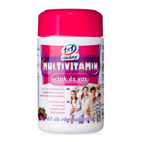 1x1 vitaday multivitamin+cink+vas rágótabletta 60db