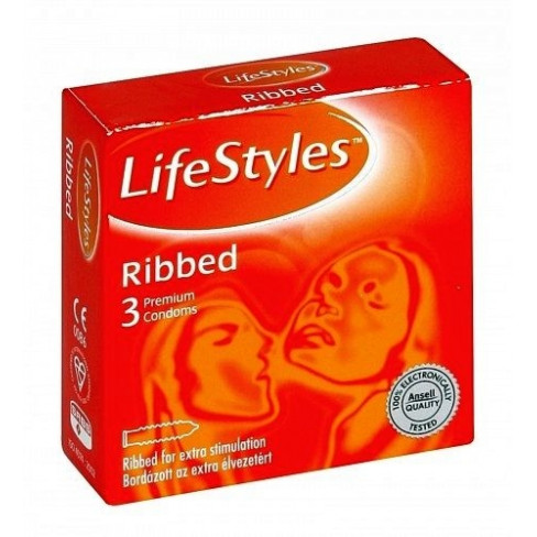 Lifestyle óvszer ribbed narancs 3db