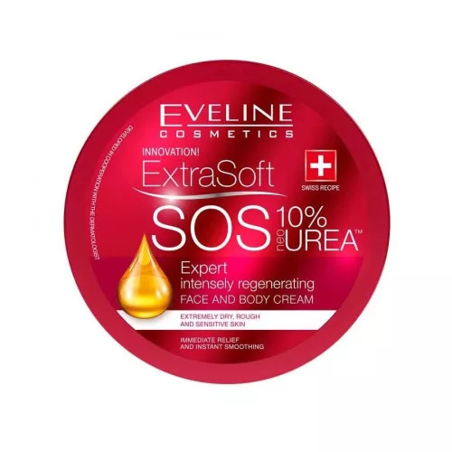 EVELINE ExtraSoft SOS intenzív regeneráló arc- és testápoló krém 10% UREÁVAL 175ml