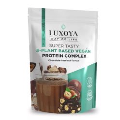   Luxoya Super Tasty 5 féle növényi fehérje vegán komplex italpor 450 g DOY - Csokoládé-mogyoró ízű