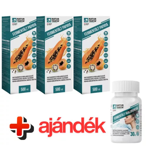 3 db  Natur Tanya fermentált papaya koncentrátum 500 ml+ ajándék hialuron tabletta 30db